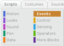 cropped image of script types on Scripts tab of Blocks palette